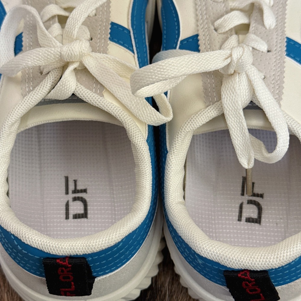 DE‎ FLORANCE $139 8.5 Cloudea 1.0 White Blue Low Top Sneakers Italy Comfort - Picture 7 of 9